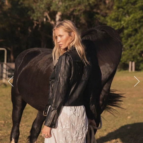 CHASING UNICORNS LONE STAR LEATHER BIKER JACKET NOIR (NWT) - Picture 11 of 17